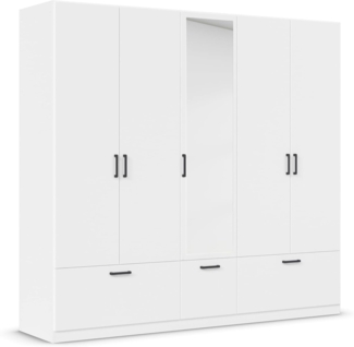 rauch Drehtürenschrank Kleiderschrank Schrank Garderobe Wäscheschrank BARI mit Spiegel mit Schubkästen und modernem Griff in Graumetallic MADE IN GERMANY