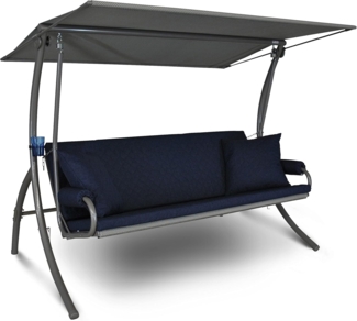 Angerer Freizeitmöbel GmbH Hollywoodschaukel Elegance Joy - Gartenschaukel Made in Germany - Schaukel zum Sitzen, Liegen und Entspannen - inklusive Bett-Funktion - einfache Montage (Blau)