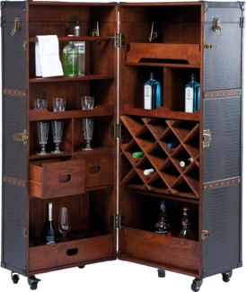 Kare 73933 Design Schrankkoffer Bar Colonial, Barkoffer im Kolonialstil, Braun, Schrankbar Kolonial, Barschrank Kroko, (H/B/T) 154 x 61 x 61 cm