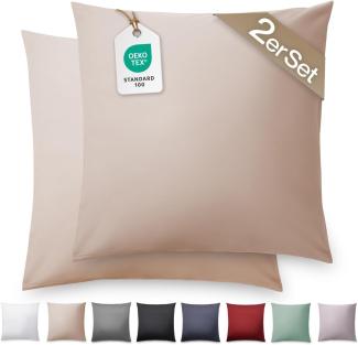 Blumtal Kissenbezüge Premium Mako Satin Baumwolle Kissenbezug, superweich, (2 Stück), mit Edler Glanz Optik und Gleichfarbigen Reißverschlüssen