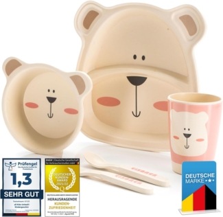 all Kids United Kindergeschirr-Set Tier-Motiv Geschirr (5-tlg), Teller, Schüssel, Besteck, Becher