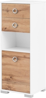 Schildmeyer Kimi Highboard 144250, Eiche Landhaus/kreideweiß, 40,5 x 33,1 x 105,2 cm