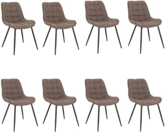 HOME DELUXE Polsterstuhl Esszimmer Webstoff IKALO – 8er Set Grau/Braun