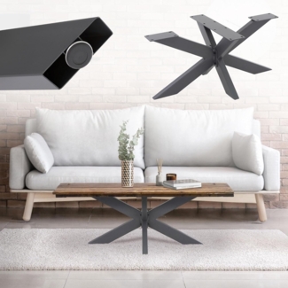ML-Design Tischgestell Spider 71 x 150 x 78 cm, Anthrazit, Kreuzgestell Kreuz X-Design Tischfüße Möbelfüße, Schwerlast Tischkufen Stahl, Metall Tischbeine, DIY Esstisch, Industriedesign, einfache Montage