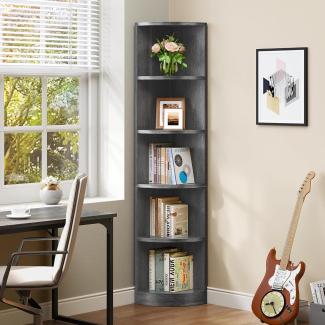 YITAHOME Bücherregal, Eckregal mit 6 Ebenen, freistehende Aufbewahrungsregale, Bücherregal aus Holz, 30X30X180CM für Küche, Schlafzimmer, Wohnzimmer, Büro