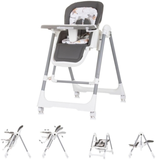 Chipolino Kinderhochstuhl 2 in 1 Milk Shake, verstellbar, Babyschaukel, Räder grau