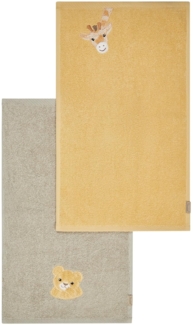 Sterntaler Kinderhandtuch Doppelpack Giraffe & Löwe 50x30 cm – Handtuch aus saugfähiger Baumwolle mit schönen Webkanten – Süße Applikationen für Babys und Kleinkinder, bunt