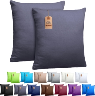 NatureMark Kissenbezüge 2er Pack Jersey Kissenbezug Kissenhülle, (2 Stück), Kissenhülle in vielen Größen und Farben (40 x 40 cm, Anthrazit grau)
