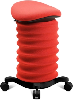 TOPSTAR Sitness 4D mit Rollen - AGR-Zertifiziert Dynamischer Sitzhocker schwarz - coralrot, ergonomischer Bürohocker - höhenverstellbar - stärkt den Rücken - entlastet die Bandscheiben