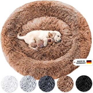 Wahre Tierliebe Tierbett - Flauschiges Hundebett Fluffy Plus, Deutschlands Original, 100% Polyester, Made in Germany, Braun, XXS, 50 cm, waschbarer Bezug