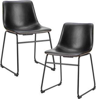 Sweetcrispy Moderner Stil Barstuhl mit Sitzkissen Aus Pu-Leder Und Metallbein Küchenhocker, Geeignet, Küche und Das Wohnzimmer (Schwarz), 2 bar stools 45 cm high