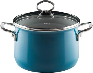 Riess Fleischtopf mit Glasdeckel Ø20cm 4 Liter Emaille Nouvelle Aquamarin extra stark