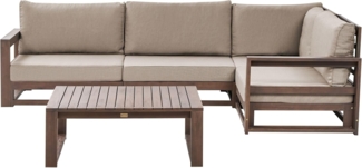 Ecksofa Lounge Set TIMOR Zertifiziertes Akazienholz Dunkler Holzfarbton