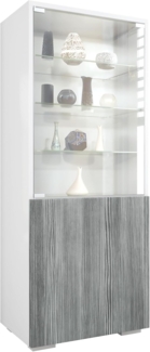 Vladon Standvitrine Granada (Vitrinenschrank, mit Glastür und Glaseinsatz) Weiß matt/Avola-Anthrazit (50 x 122,5 x 34,5 cm)