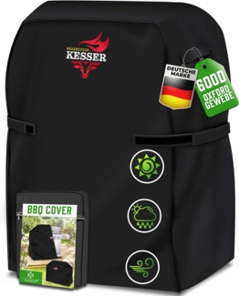 KESSER® Premium BBQ Grillabdeckung Gasgrill Grillhaube Abdeckung Wetterfest - für Weber, Brinkmann, Char Broil Grill Abdeckhaube Schutzhülle | 600D Oxford- Gewebe Reißfest Schwarz, 76 x 66 x 109 cm (BxTxH)