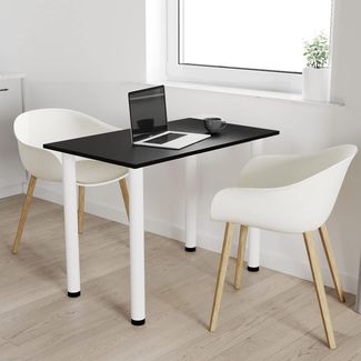 60x50 | Esszimmertisch - Esstisch - Tisch mit weißen Beinen - Küchentisch - Bürotisch | SCHWARZ