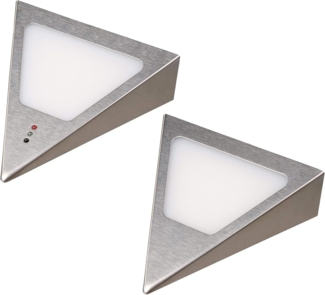 kalb LED Unterbauleuchte Dreieck LED Unterbauleuchten mit Sensor, Warmweiß, dimmbar, Edelstahl, 2er Set warmweiß, warmweiß