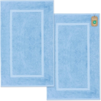 Lavea 2er Set Badematte 50x80 cm – rutschfeste, Waschbare Badematten aus 100% Baumwolle, Frottierserie Elena – Saugstark, Strapazierfähig und Zeitlos – Ideal für Badezimmer, Dusche - Delphinblau