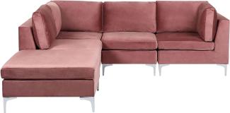 Ecksofa mit Ottomane EVJA Rosa Samtstoff