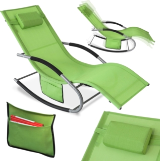 SoBuy OGS28-GR Swingliege Schaukelliege Sonnenliege Liegestuhl Relaxliege Gartenliege mit Tasche Gewebe in grün 150 kg Belastung