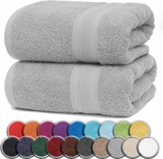 NatureMark 2er Pack SAUNATÜCHER Premium Qualität 80x200cm SAUNATUCH Sauna-Handtuch 100% Baumwolle Farbe: Silber grau