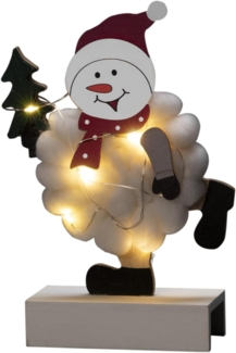 Konstsmide LED Holzsilhouette Schneemann mit Baumwolle, Timer