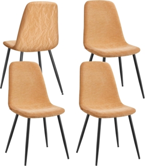 VASAGLE Esszimmerstuhl 4er Set, Küchenstuhl, Polsterstuhl, Metallbeine, verstellbare Füße, pflegeleicht, Chenille-Gewebe, PU mit von Gletschern inspiriertem Muster, von SONGMICS, karamellbraun KDCDE188K02