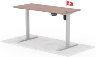 elektrisch höhenverstellbarer Schreibtisch ECO 140 x 60 cm - Gestell Grau, Platte Walnuss