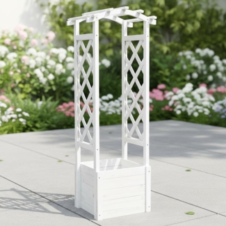 Rosenbogen Blumenkübel Rankhilfe Spalier Rankgitter Rosensäule Holz Rankgestell weiß