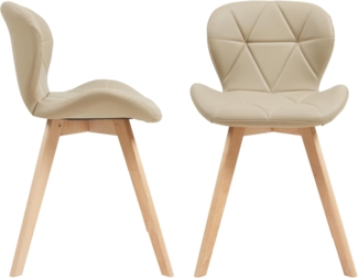 Esszimmerstuhl Älmhult 2-er Set 78x47x52 cm Kunstleder Beige [en. casa]