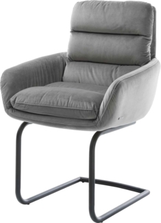 Freischwinger Abelia-Flex mit Armlehnen Samt Grau Freischwinger rund Schwarz