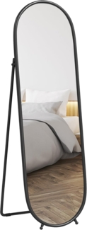 HOMCOM Standspiegel 160x40 cm, mit Ständer (Ganzkörperspiegel aus Metall, 1-St, Wandspiegel), für Wohnzimmer, Schlafzimmer, Schwarz