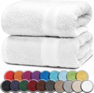 NatureMark 2er Pack SAUNATÜCHER Premium Qualität 80x200 cm SAUNATUCH Sauna-Handtuch 100% Baumwolle Farbe: Weiß