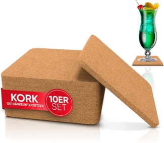 wortek Getränkeuntersetzer Kork Untersetzer Getränkeuntersetzer Korkuntersetzer, Zubehör für Getränke, Gläser, Tassen, 10er Set, 10-tlg, Kork Glasuntersetzer für Getränke, Gläser, Tischuntersetzer Ø 10cm