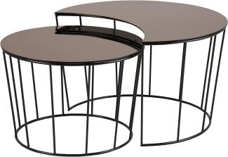 Couchtischsatz SUNMOON Couchtisch Set Spiegelglas bronze schwarz 76x45