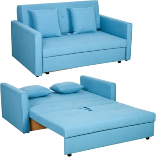 HOMCOM Schlafsofa Schlafcouch mit Bettfunktion, mit Stauraum, 2-Sitzer Sofa 1 Teile, für Wohnzimmer, Polyester, Holz