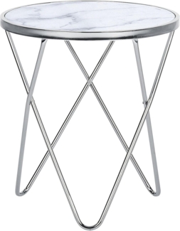 Beliani 'Meridian II' Couchtisch, Glas/Metall, Silber, 50 x 55 cm