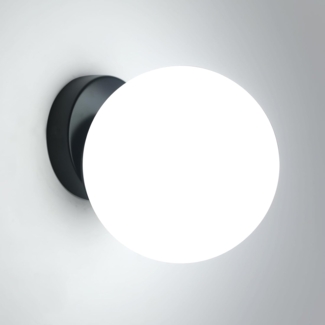 Comely Moderne Glasball-Wandlampe Schwarz - 15cm Durchmesser, E27, Industriedesign, ohne Leuchtmittel