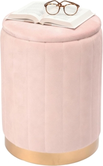 relaxdays Stauraumhocker Hocker aus Samt mit Stauraum, Altrosa