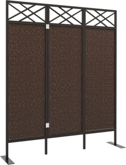 Outsunny Paravent 148 x 181 cm Garten Raumteiler mit Rattanoptik (Raumtrenner, 1 St, Trennwand), für Garten, Terrasse, Stahl, Dunkelbraun