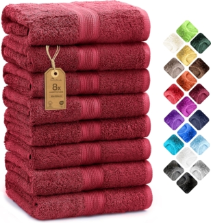 NatureMark 8 Handtücher Set - 100% Baumwolle - Saugfähige und langlebige Handtücher, Größe 50×100 cm, Bordeauxrot