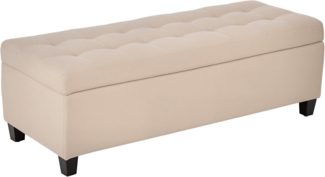 HOMCOM Sitzbank mit Deckel, Leinenoptik, Truhenbank, Aufbewahrungsbank (Bettbank, 1-St, Polsterbank), für Wohnzimmer, Beige