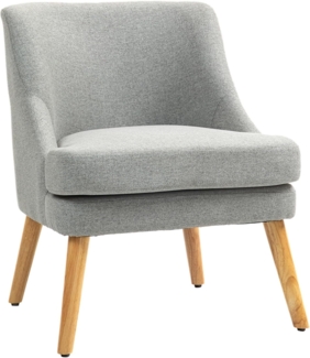 HOMCOM Relaxsessel mit Leinenoptik, Armlehne, Gepolstert (Sessel, 1-St, Loungesessel), mit Holzbeine, für Wohnzimmer, Schlafzimmer, Hellgrau