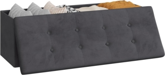 WOLTU Sitzhocker mit Stauraum Sitzbank faltbar Truhen Aufbewahrungsbox, Deckel abnehmbar, Gepolsterte Sitzfläche aus Samt, 110 x 37,5 x 38 cm, Grau, SH73gr