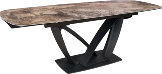 riess-ambiente Esstisch PAPILLON 180-260cm taupe / schwarz · Konferenztisch mit Keramik-Platte (Einzelartikel, 1-St), ausziehbar · für 8-10 Personen · Marmor-Design · Metall · Industrial