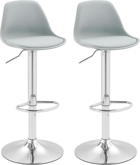 HOMCOM Barhocker Gepolstert Barstuhl mit Stahlgestell, Lehne (360° Drehbar Tresenhocker, 2 St, Höhenverstellbar Küchenstühle mit Fußstütze), für Küche, Wohnzimmer, Esszimmer, Kunstleder Grau