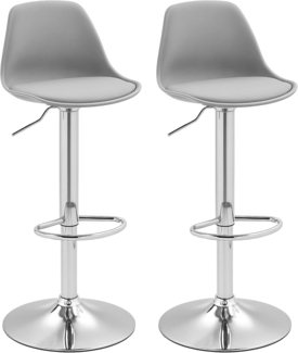 HOMCOM Barhocker Gepolstert Barstuhl mit Stahlgestell, Lehne (360° Drehbar Tresenhocker, 2 St, Höhenverstellbar Küchenstühle mit Fußstütze), für Küche, Wohnzimmer, Esszimmer, Kunstleder Grau