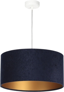 Licht-Erlebnisse Pendelleuchte AIMEE, ohne Leuchtmittel, Hängeleuchte E27 Blau Gold Stoff Metall Retro Hängelampe