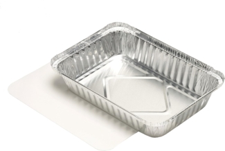 25 Schalen, Alu + Einlegedeckel, PE-beschichtet eckig 0,8 l 4 x 15 x 21,4 cm