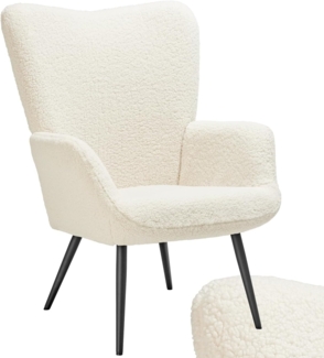 tectake Relaxsessel Sessel Hygge gepolstert, Bouclé-Stoff, Belastbarkeit 150 kg, Ergonomische Rückenlehne und Armlehnen für höchsten Komfort